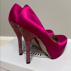 Hot pink satin heels